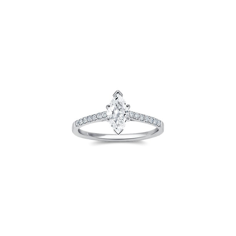 The Queen Diamond - 1,00 ct diament centralny + 0,42 ct kamienie boczne Pierścionek z diamentem z białego złota