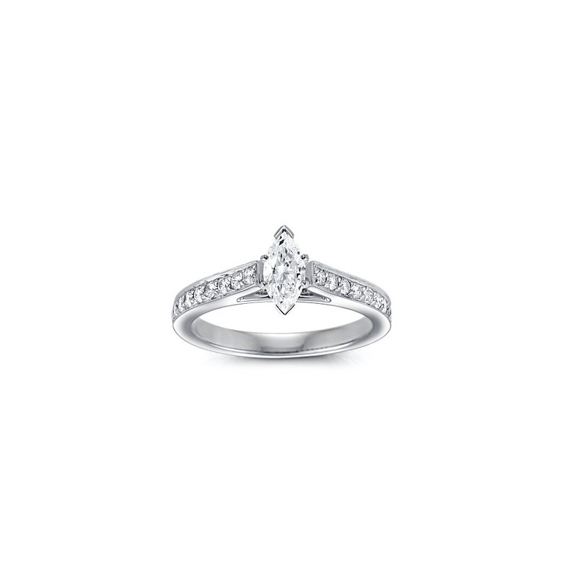 The Queen Diamond - 0,40 ct diament centralny + 0,64 ct kamienie boczne Pierścionek z diamentem z białego złota