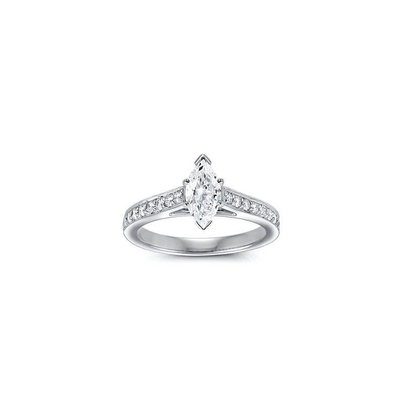 The Queen Diamond - 1,00 ct diament centralny + 0,64 ct kamienie boczne Pierścionek z diamentem z białego złota