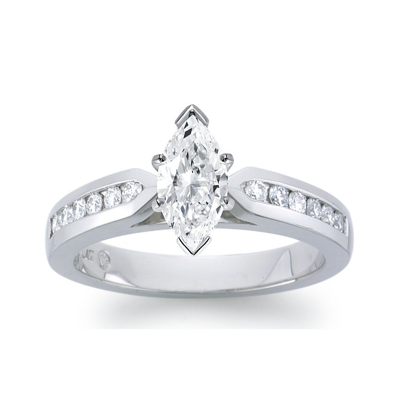 The Queen Diamond - 1,00 ct diament centralny + 0,60 ct kamienie boczne Pierścionek z diamentem z białego złota