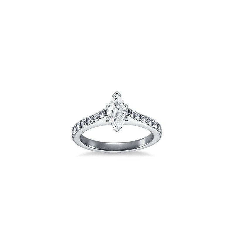 The Queen Diamond - 0,70 ct diament centralny + 0,70 ct kamienie boczne Pierścionek z diamentem z białego złota