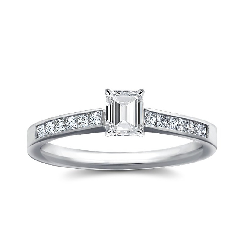 The Queen Diamond - 0,40 ct diament centralny + 0,60 ct kamienie boczne Pierścionek z diamentem z białego złota