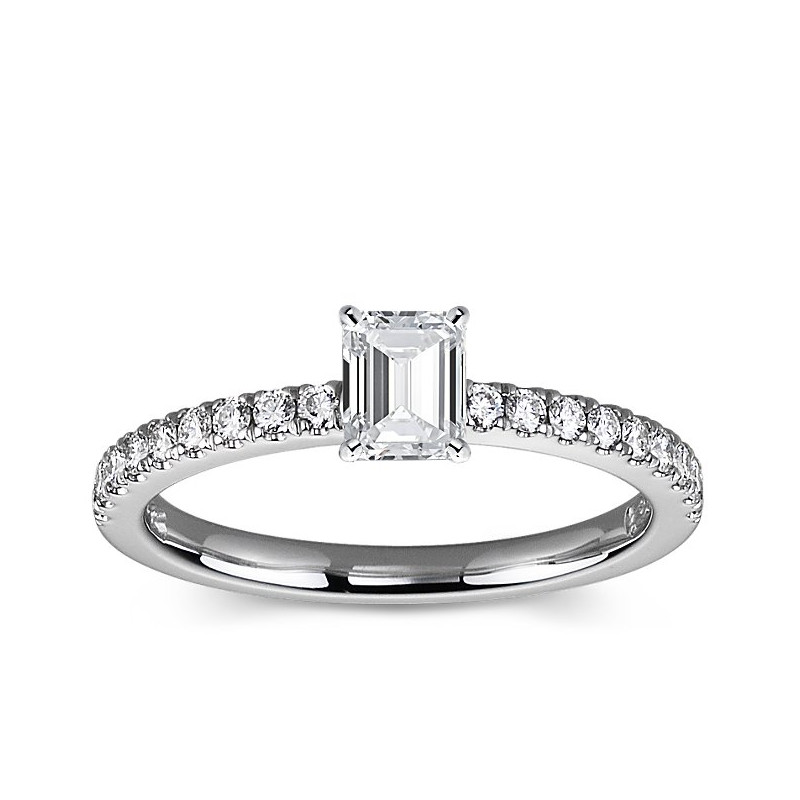 The Queen Diamond - 0,40 ct diament centralny + 0,36 ct kamienie boczne Pierścionek z diamentem z białego złota