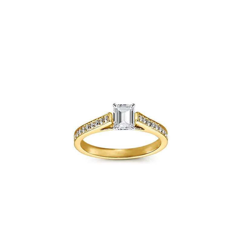 The Queen Diamond - 0,70 ct diament centralny + 0,48 ct kamienie boczne Pierścionek z diamentem z żółtego złota