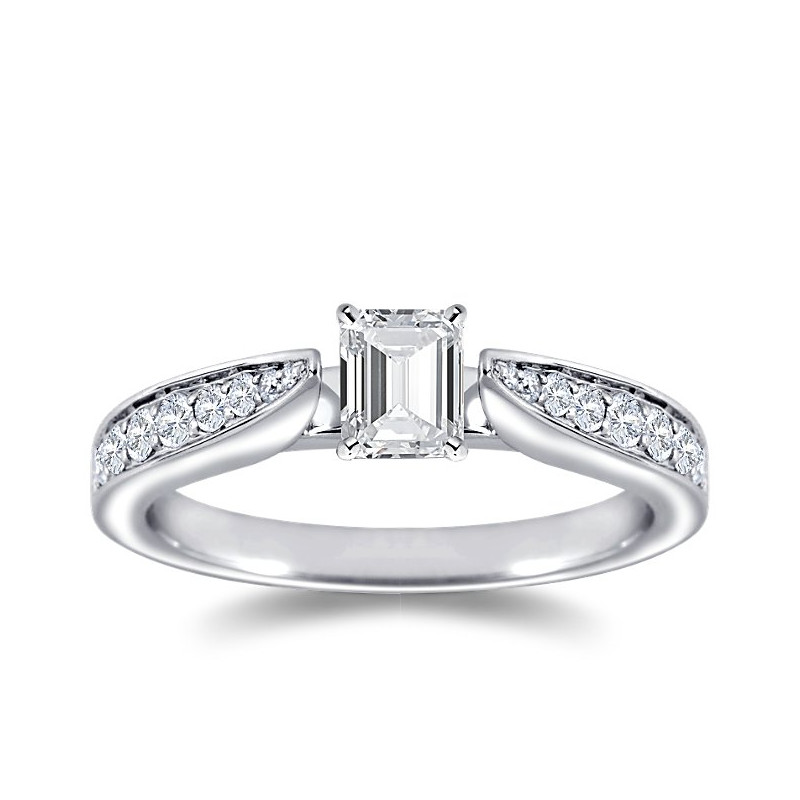 The Queen Diamond - 0,50 ct diament centralny + 0,48 ct kamienie boczne Pierścionek z diamentem z białego złota