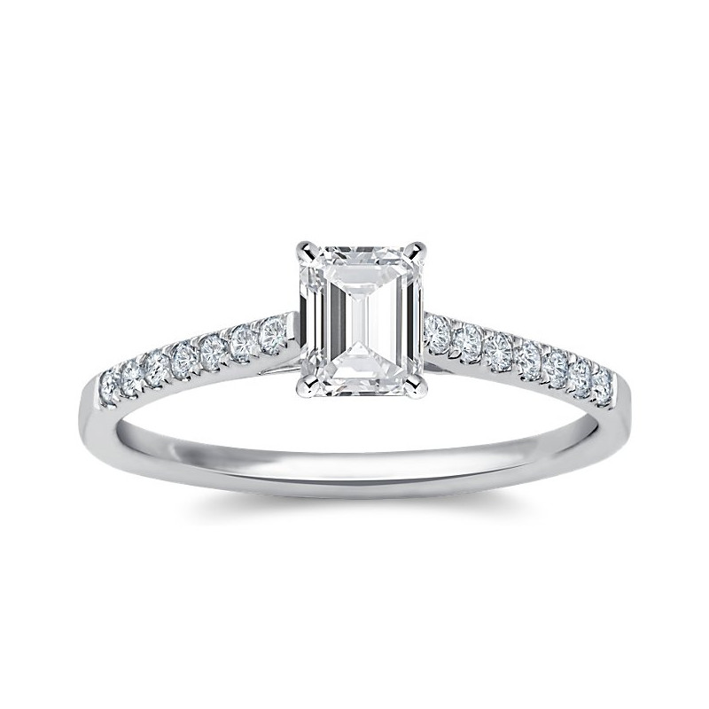 The Queen Diamond - 0,70 ct diament centralny + 0,42 ct kamienie boczne Pierścionek z diamentem z białego złota