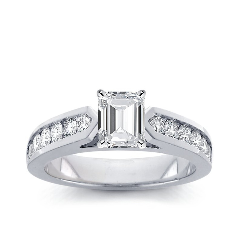 The Queen Diamond - 1,00 ct diament centralny + 0,48 ct kamienie boczne Pierścionek z diamentem z białego złota