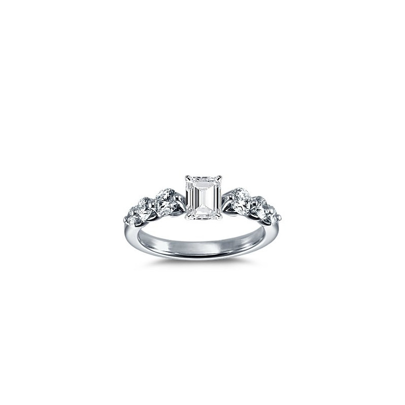 The Queen Diamond - 0,70 ct diament centralny + 0,70 ct kamienie boczne Pierścionek z diamentem z białego złota