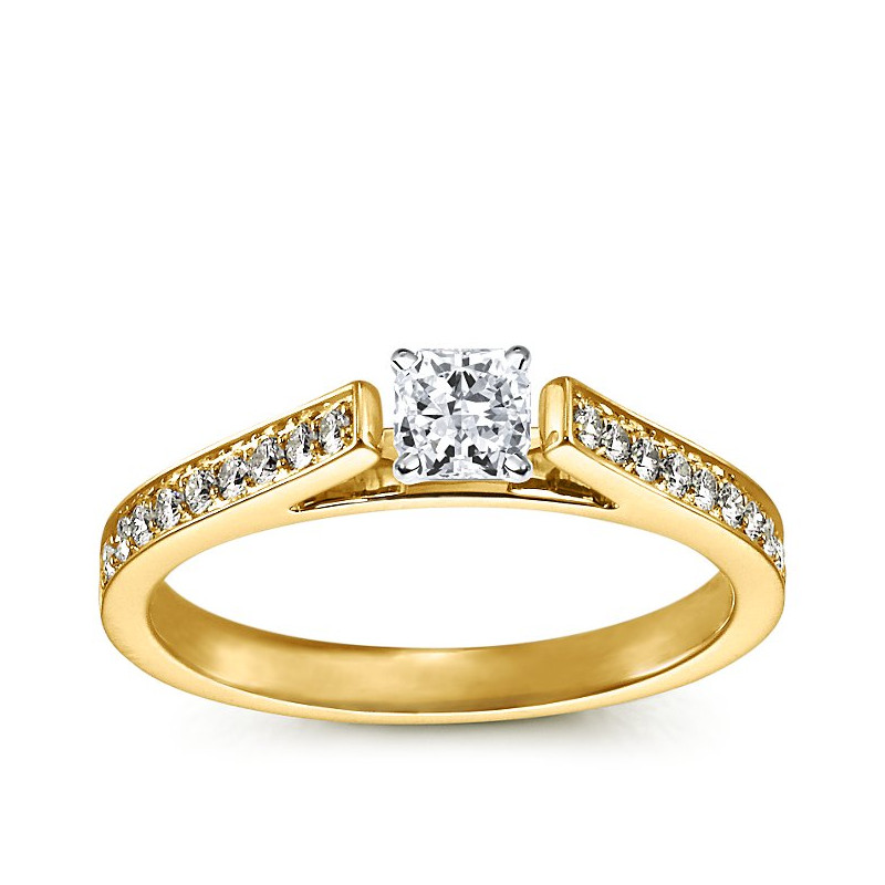 The Queen Diamond - 0,30 ct diament centralny + 0,48 ct kamienie boczne Pierścionek z diamentem z żółtego złota