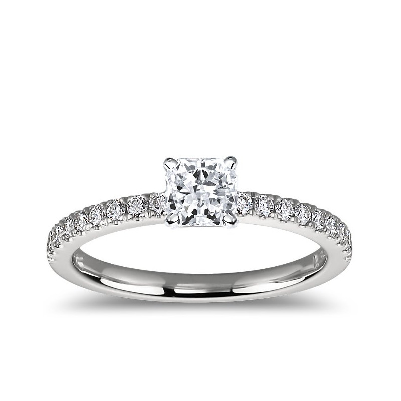 The Queen Diamond - 0,50 ct diament centralny + 0,60 ct kamienie boczne Pierścionek z diamentem z białego złota