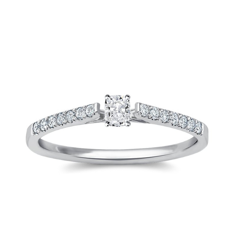 The Queen Diamond - 0,30 ct diament centralny + 0,42 ct kamienie boczne Pierścionek z diamentem z białego złota