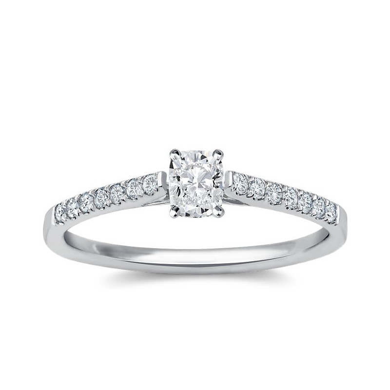 The Queen Diamond - 0,50 ct diament centralny + 0,42 ct kamienie boczne Pierścionek z diamentem z białego złota